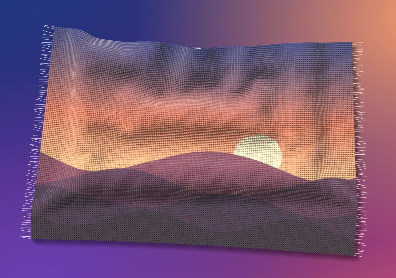 A rug woven from a sunset landscape picture.